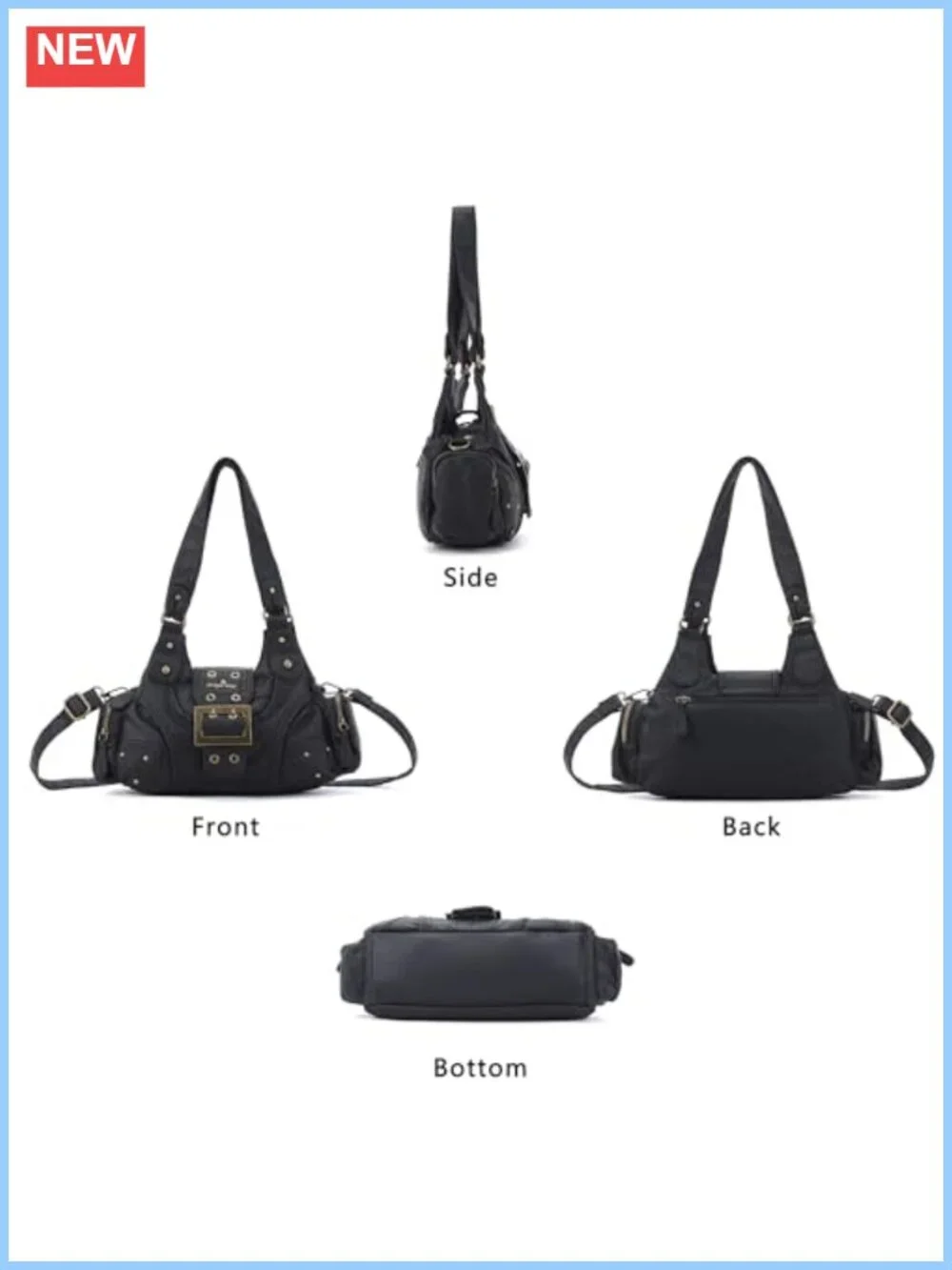 Vegan Leather Hobo Shoulder Bag Multi-Pocket Crossbody Purse